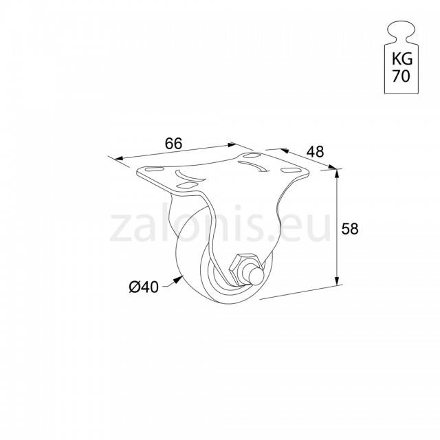 HEAVY DUTY CASTER D.40 - NON ROTATING